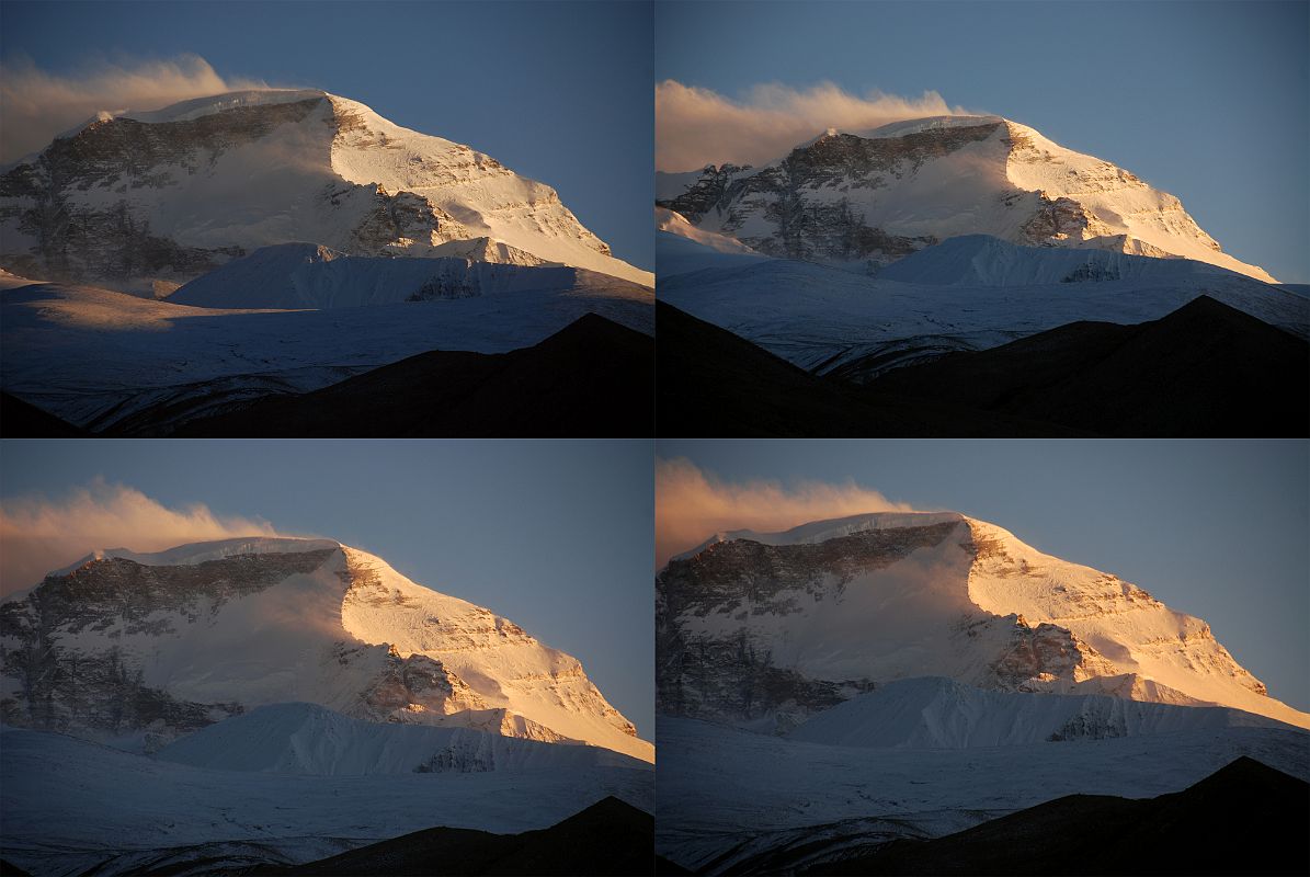 08 Cho Oyu Begin Of Sunset From Chinese Base Camp The golden yellow light of sunset starts to shine on Cho Oyu from Chinese Base Camp.